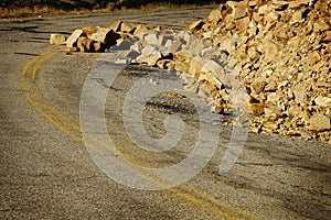 Rock Avalanche on Road Roadway Drive