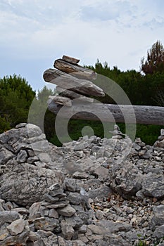 Rock balance sculpture