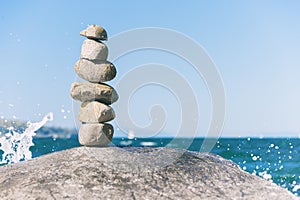 Rock balancing in Vancouver stone stacking garden