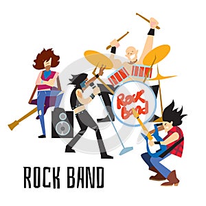 Rock band music group with musicians