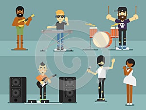 Rock band music group with musicians