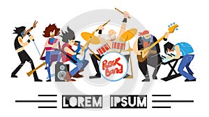 Rock band music group with musicians