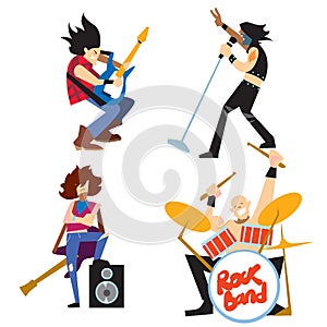 Rock band music group with musicians