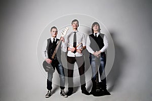 Rock band performing in a studio