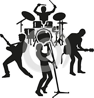 Rock band silhouette