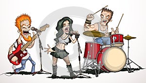 Rock band of three musicians