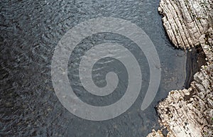 rock on the bank of a mountain river