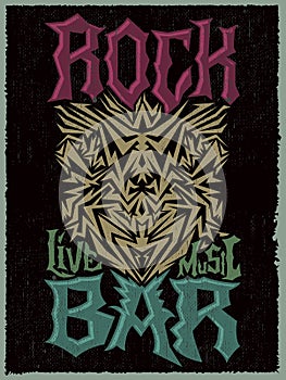 Rock Bar Hardcore poster design template