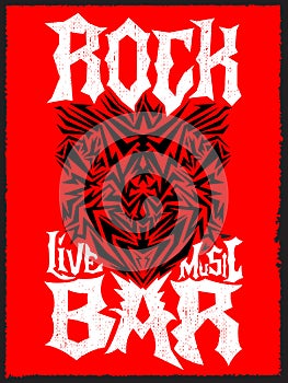 Rock Bar Hardcore poster design template, Rock Pub vector poster