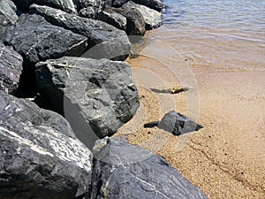 The rock in the beach