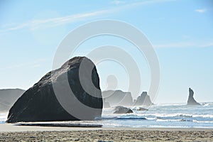 A rock on the beach at Bandon, Oregon