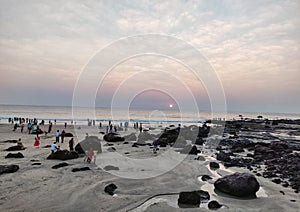 Rock beach near Kunkeshwar Temple in Sindhudurga District in Maharashtra.