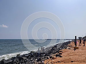 Rock beach in the pondicherry India