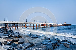 The Rock Beach of Pondicherry or Puducherry, also known as Promenade Beach or Gandhi beach, is an exceptional place where the shor