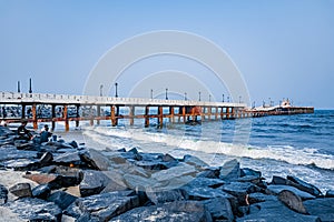 The Rock Beach of Pondicherry or Puducherry, also known as Promenade Beach or Gandhi beach, is an exceptional place where the shor photo