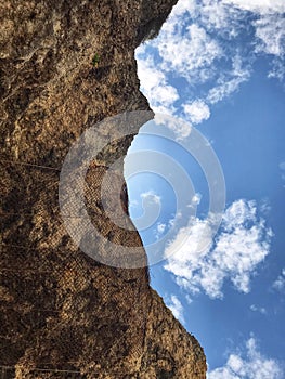 Rock and the blue sky, view from the sunayama beach photo