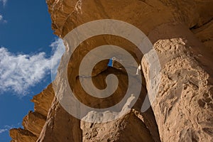 Rock in the bluesky desert acacus libia