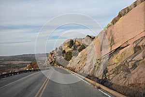 Rock bordered road leading up to Mt. Scott near Lawton Oklahoma.