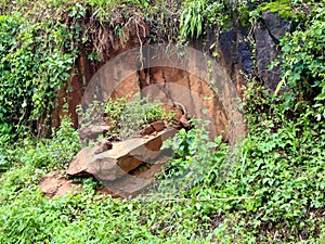 Rock broken into pieces as part of landslide in the eco sensitive area photo