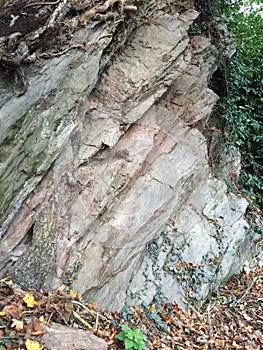 Rock bursting from the ground