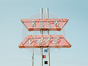 Rock Cafe vintage sign, on Route 66 in Stroud, Oklahoma