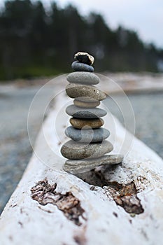 Rock Cairn On Beach in PNW