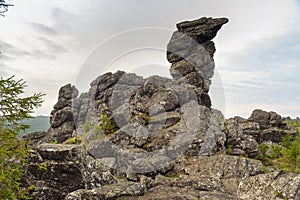 Rock Camel on mountain Kachkanar. The Urals. Russia