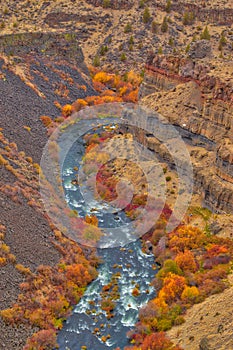 Rock canyons form along the Deschutes River here in Central Oregon