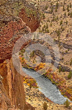Rock canyons form along the Deschutes River here in Central Oregon