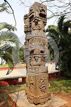 Rock carving inside Bharathi Park in Puducherry, Indian architecture