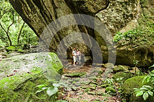 Rock carving / Petroglyph `La Piedra Pintada` in El Valle de Anton photo