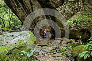 Rock carving / Petroglyph `La Piedra Pintada` in El Valle de Anton photo