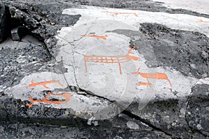 Rock carvings at Alta, Norway photo