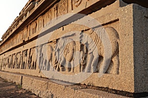 Rock carvings - Royal Enclosure at Hampi, Karnataka - archaeological site in India