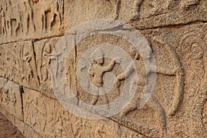 Rock carvings - The Royal Enclosure at Hampi, Karnataka - archaeological site in India