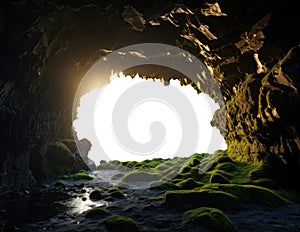 rock cave entrance opening. transparent PNG file. Hollow cavity grotto tunnel.