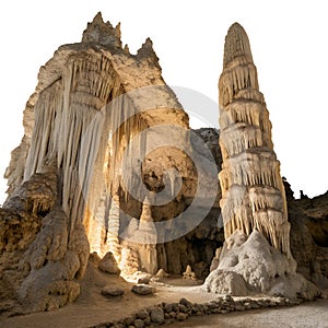 Rock cave formations isolated on white background