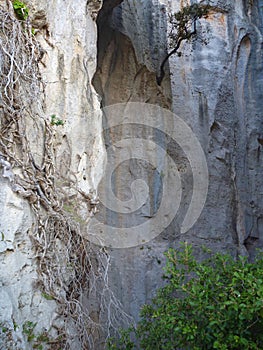 Rock cave limestone formation in filane ligure in italy