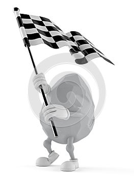 Rock character waving race flag