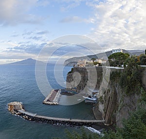 Rock clif and mediterenean sea of sorrento town south italy most