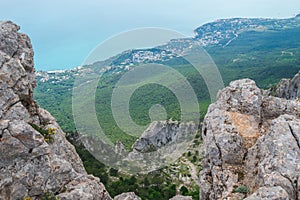 Rock cliff isolated on white background with clipping path