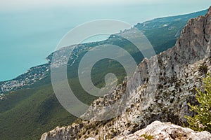 Rock cliff isolated on white background with clipping path