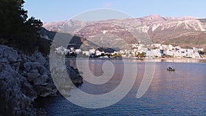 Rock cliffs above the sea, stunning panoramic view of beautiful resort city