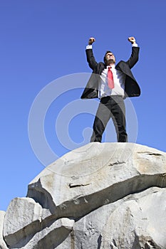 Rock climb celebration