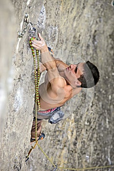 Rock climber on the cliff