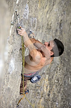 Rock climber on the cliff