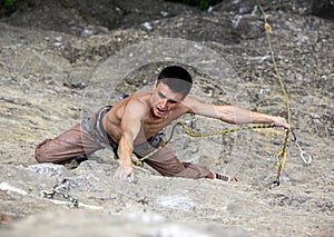 Rock climber on cliff