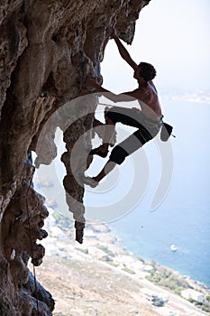 Rock climber on a cliff