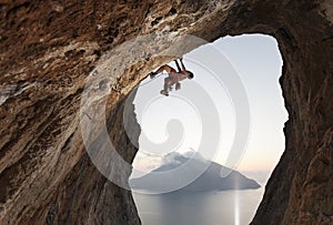 Rock climber on cliff