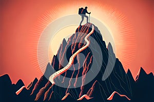 rock climber conquers the summit illustration. Generative AI